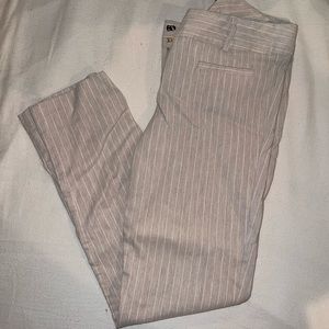 Cream Pinstripe Ankle Pants